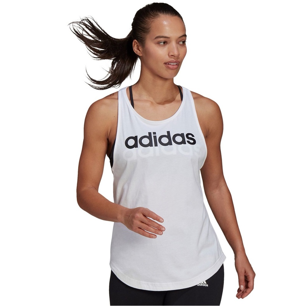 Adidas White Sleeveless Relaxed Tank Top